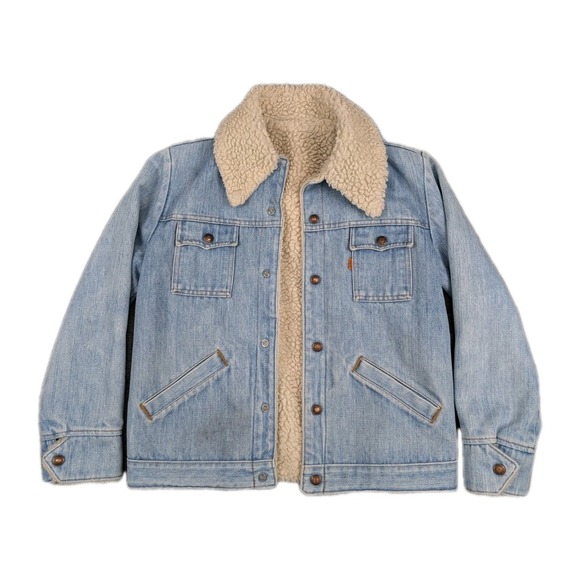 Levi's Jackets & Blazers - Vintage Levis Denim‎ Sherpa Trucker Jacket Blue 70s 80s Orange Tab No Size Tag